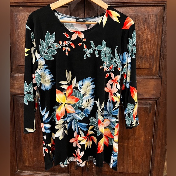 JOSTAR Women's Stretchy Tunic Top Quarter Sleeve Print Size XL Floral Print - Picture 5 of 13